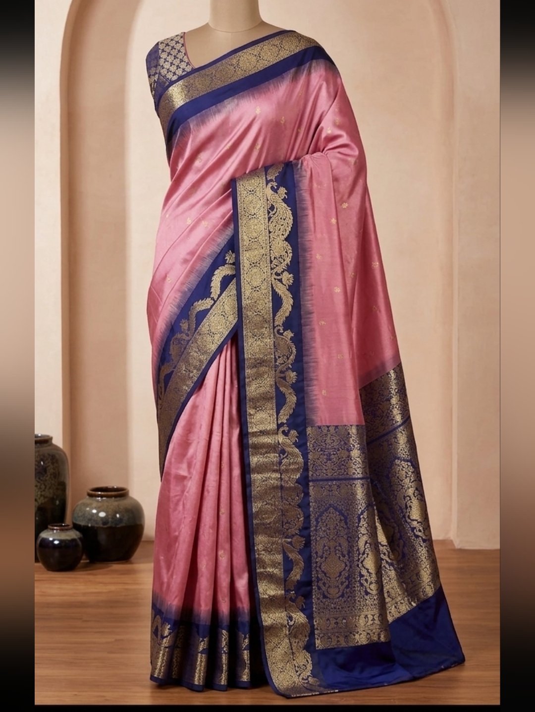 Women Pure Silk Kanjivaram Saree Handloom Wedding Festive Designer